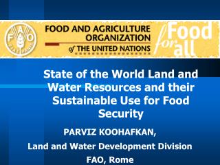 State of the World Land and Water Resources and their Sustainable Use for Food Security