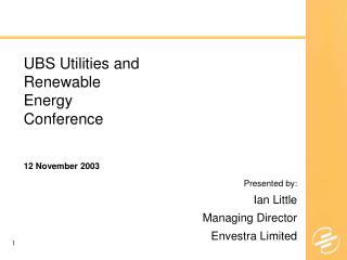 UBS Utilities and Renewable Energy Conference