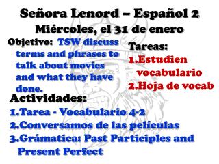 Señora Lenord – Español 2