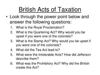 British Acts of Taxation