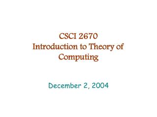 CSCI 2670 Introduction to Theory of Computing