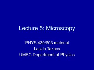Lecture 5: Microscopy
