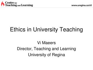 Ethics in University Teaching