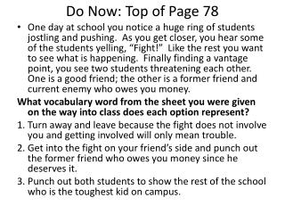 Do Now: Top of Page 78