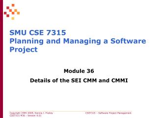 SMU CSE 7315 Planning and Managing a Software Project