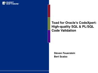 Toad for Oracle’s CodeXpert: High-quality SQL &amp; PL/SQL Code Validation