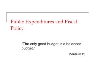 Public Expenditures and Fiscal Policy