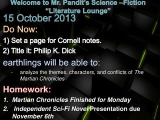 Welcome to Mr. Pandit’s Science –Fiction “Literature Lounge”