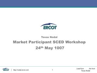 Texas Nodal Market Participant SCED Workshop 24 th May 1007