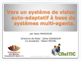 Vers un système de vision auto-adaptatif à base de systèmes multi-agents.