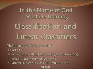 Classification and Linear Classifiers