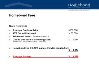 Homebond Fees