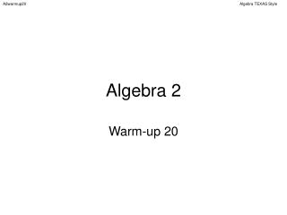 Algebra 2