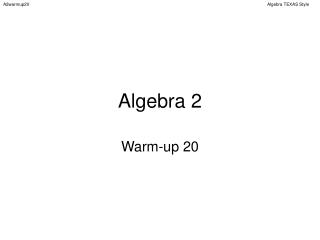 Algebra 2