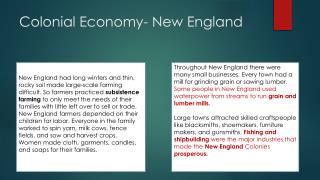 Colonial Economy- New England