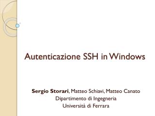 Autenticazione SSH in Windows
