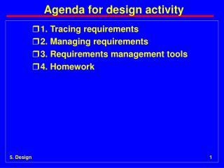 Agenda for design activity