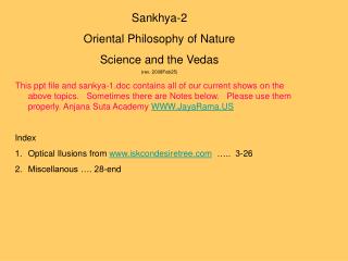Sankhya-2 Oriental Philosophy of Nature Science and the Vedas (rev. 2008Feb25)