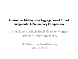 Alternative Methods for Aggregation of Expert Judgments: A Preliminary Comparison