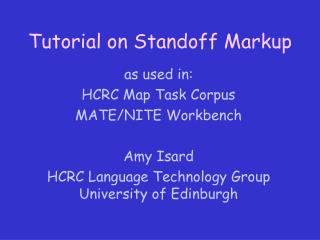 Tutorial on Standoff Markup