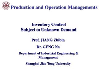Production and Operation Managements