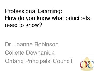 Professional Learning: How do you know what principals need to know?