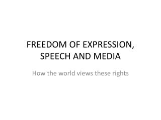 FREEDOM OF EXPRESSION, SPEECH AND MEDIA