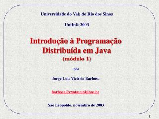 Introdução à Programação Distribuída em Java (módulo 1)