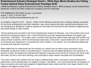 Entertainment Industry Strategist David L. White Says Movie