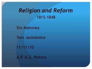 Religion and Reform