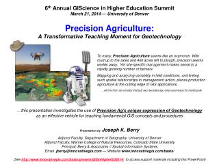 Precision Agriculture: A Transformative Teaching Moment for Geotechnology