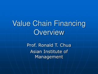 Value Chain Financing Overview