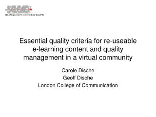 Carole Dische Geoff Dische London College of Communication
