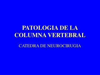 PATOLOGIA DE LA COLUMNA VERTEBRAL