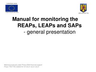Manual for monitoring the REAPs, LEAPs and SAPs - general presentation