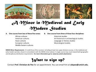 A Minor in Medieval and Early Modern Studies