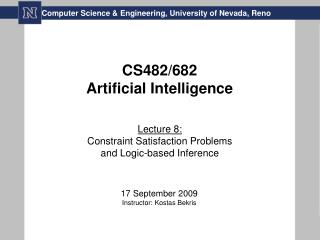 CS482/682 Artificial Intelligence