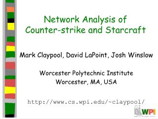 Network Analysis of Counter-strike and Starcraft