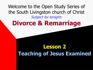 Lesson 2 Teaching of Jesus Examined