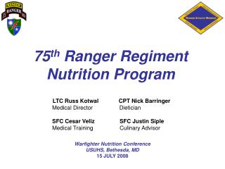 75 th Ranger Regiment Nutrition Program