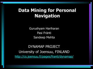 Data Mining for Personal Navigation