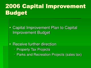 2006 Capital Improvement Budget