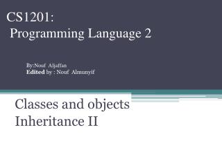 CS1201: Programming Language 2