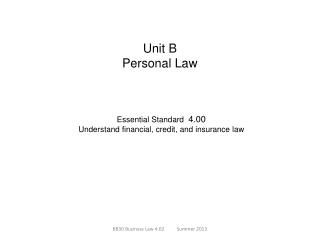Unit B Personal Law