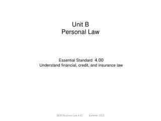 Unit B Personal Law