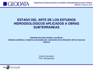 Antonio Dematteis PhD, Hidrogeólogo