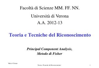 Teoria e Tecniche del Riconoscimento