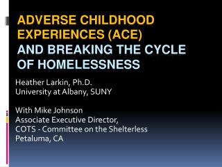 Adverse Childhood Experiences (ACE) and Breaking the Cycle of Homelessness