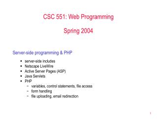 CSC 551: Web Programming Spring 2004