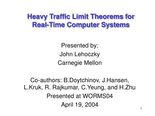 Heavy Traffic Limit Theorems for Real-Time Computer Systems